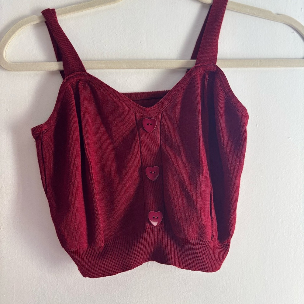 Elegant Red Button-Up Women's Top